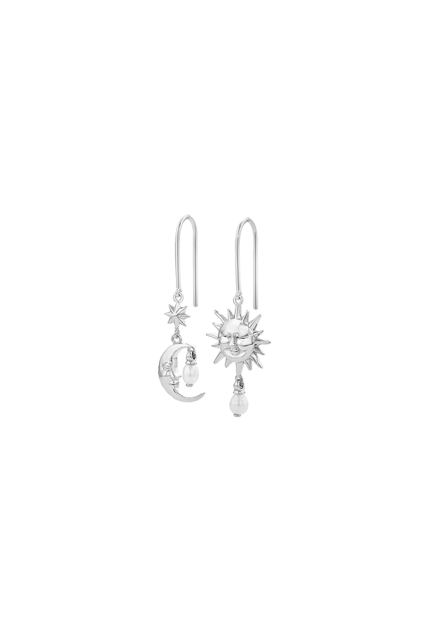 Karen Walker Sterling Silver Sun & Moon Earrings with 2x5mm Teardrop Freshwater Pearls