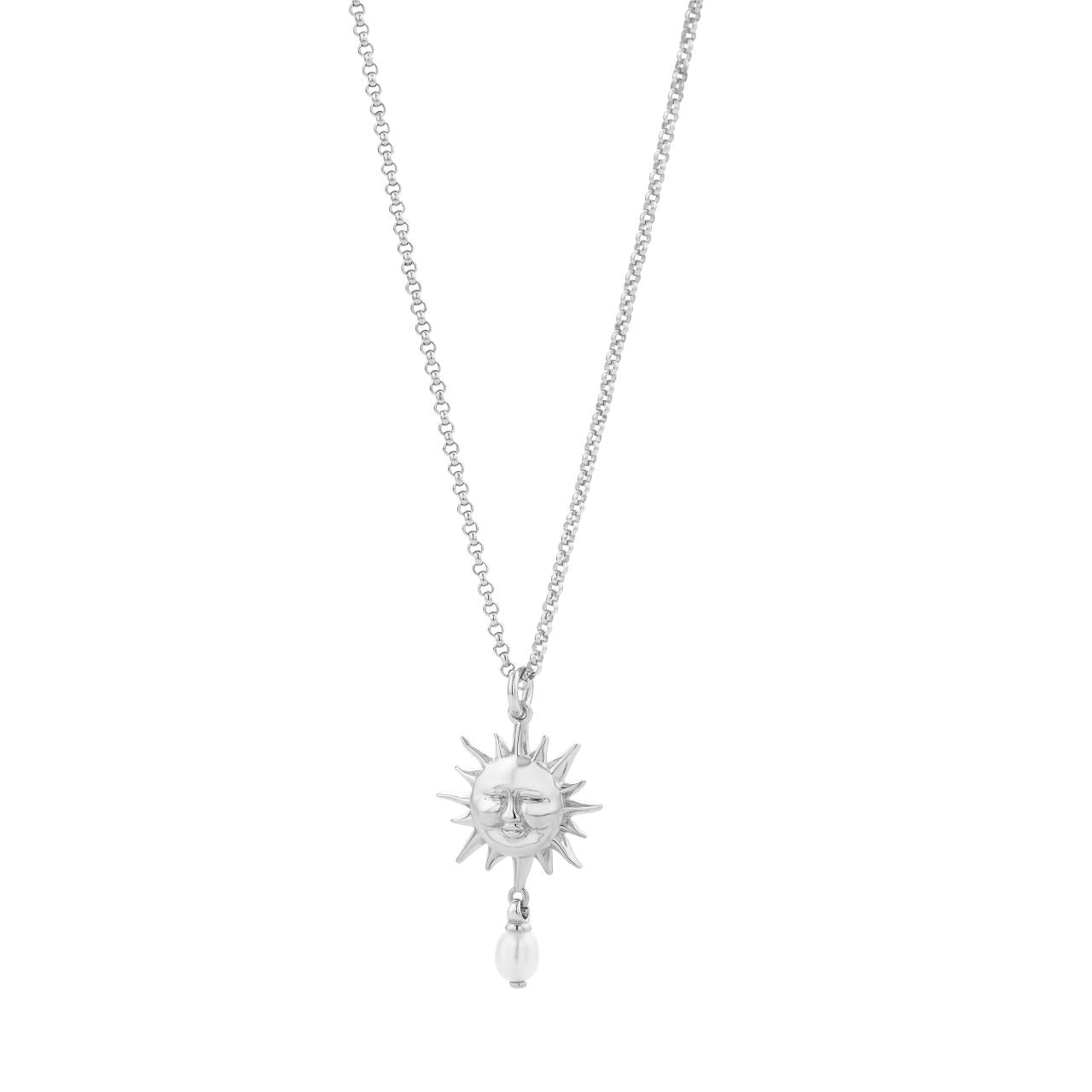 Karen Walker Sterling Silver Sun Necklace with 1x5mm Teardrop Freshwater Pearl