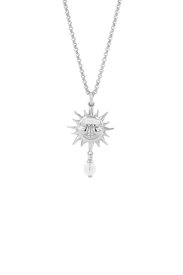 Karen Walker Sterling Silver Sun Necklace with 1x5mm Teardrop Freshwater Pearl