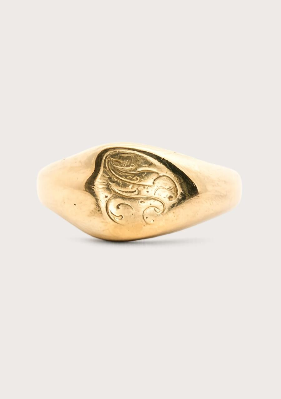 Estate 18ct Yellow Gold Shield East/West Signet Ring