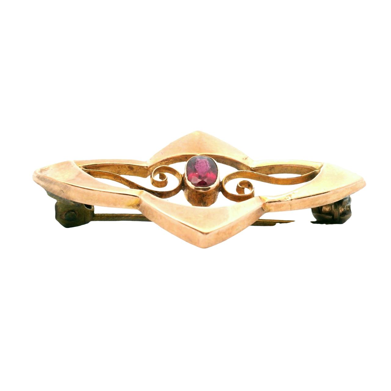 Estate 9ct Rose Gold Garnet Brooch