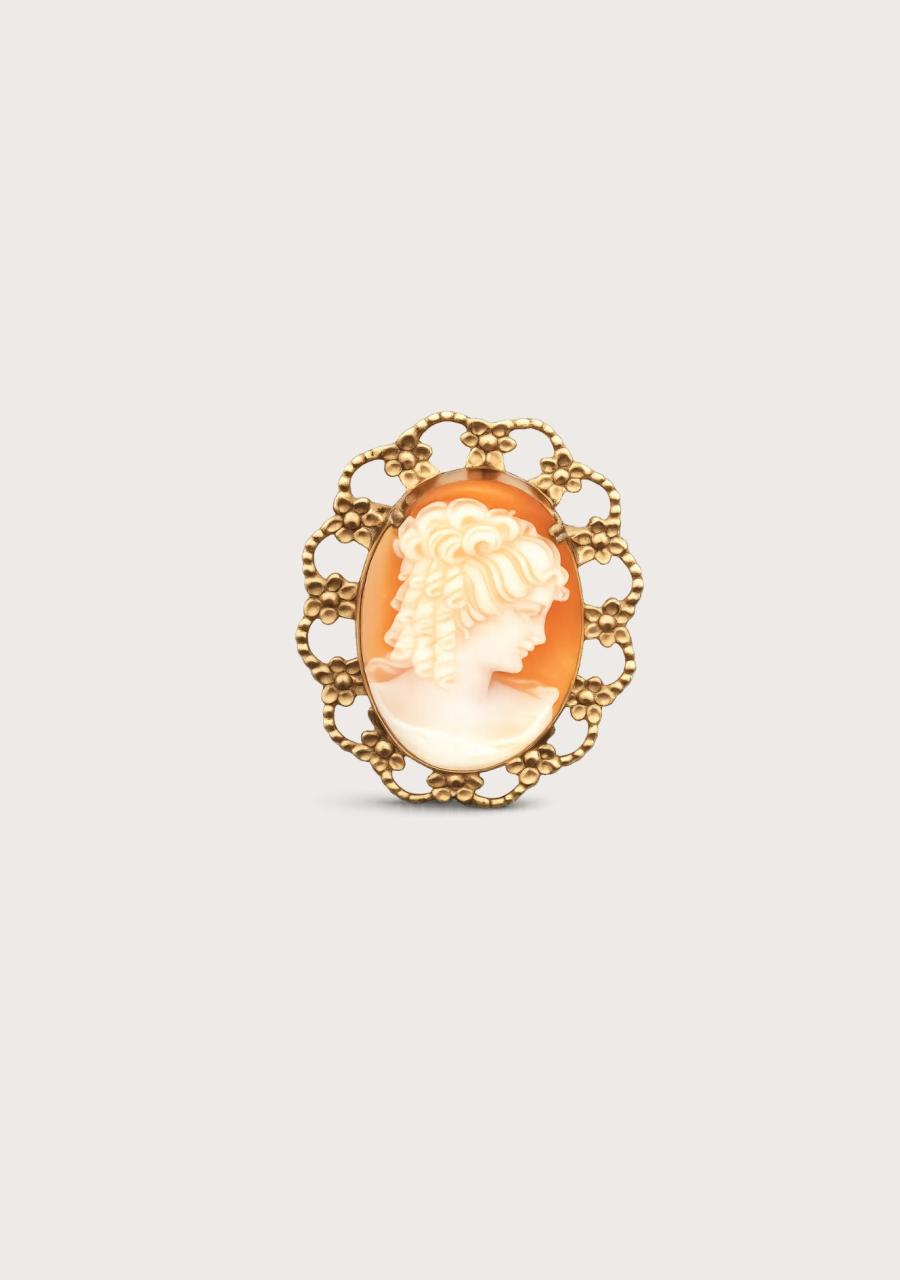 Estate 9ct Rose Gold Filigree Cameo Brooch