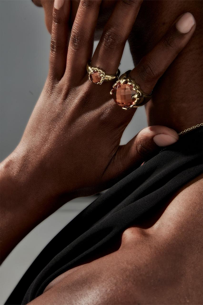 Stolen Girlfriends Club 18ct Gold Plated Citrine Baby Claw Ring