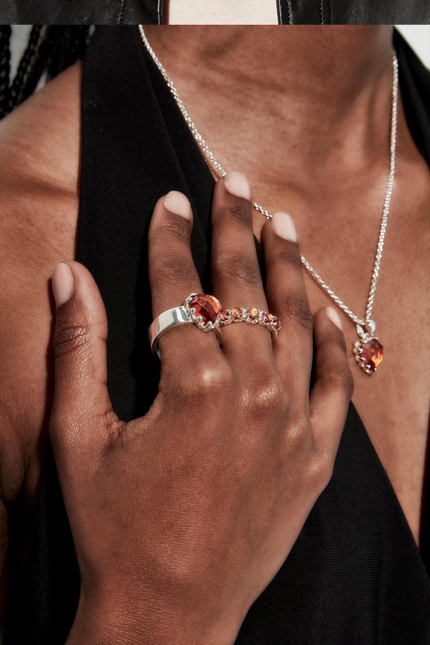 Stolen Girlfriends Club 18ct Gold Plated Citrine Halo Cluster Ring