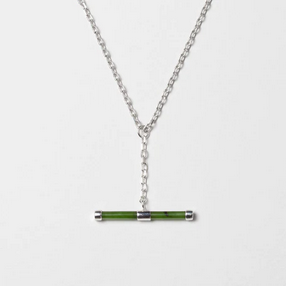 Nick Von K Sterling Silver Pounamu Fob Chain Pendant Necklace