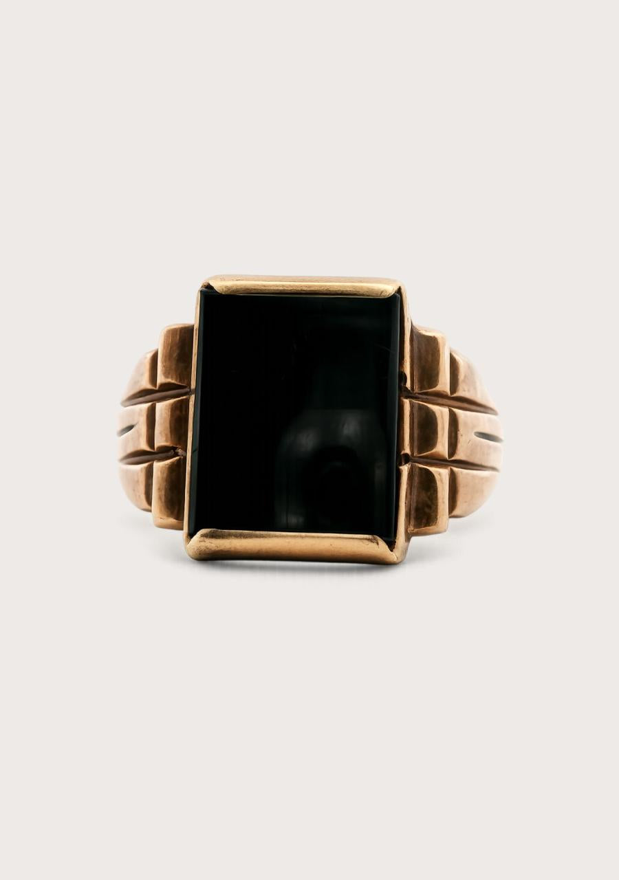 Estate 9ct Rose Gold Onyx Signet Ring