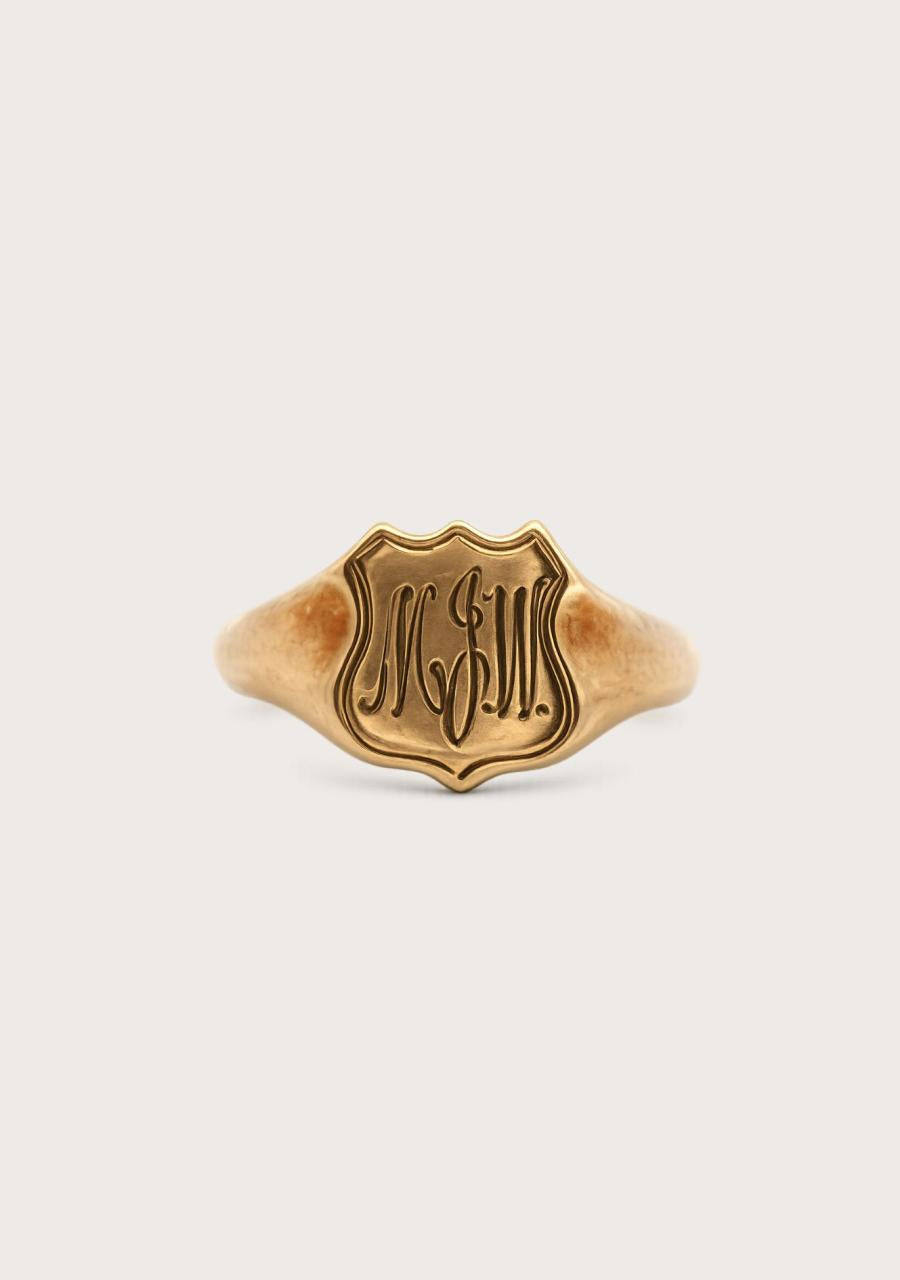 Estate 9ct Rose Gold Shield Signet Ring