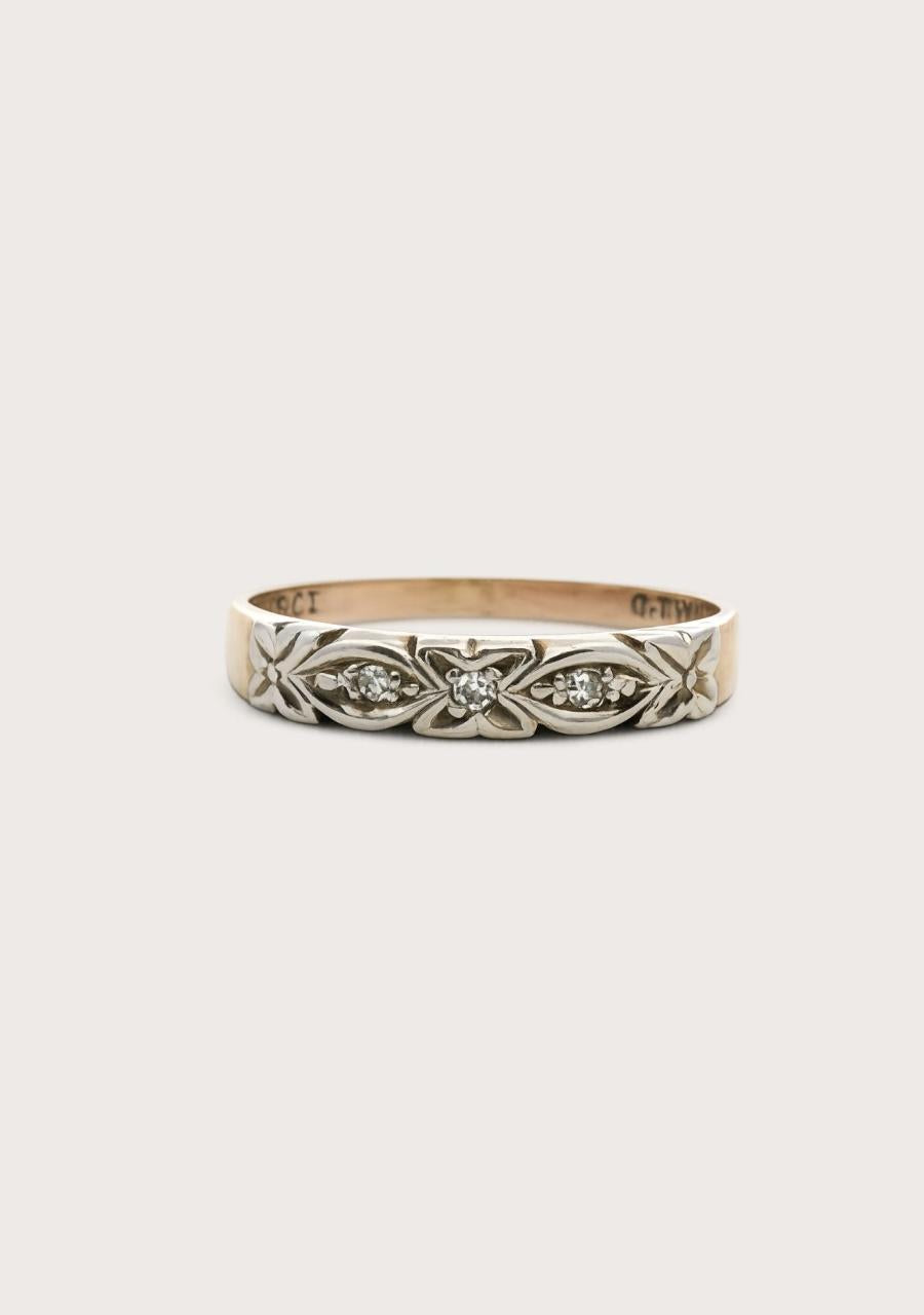 Estate 9ct Yellow & White Gold Diamond Band
