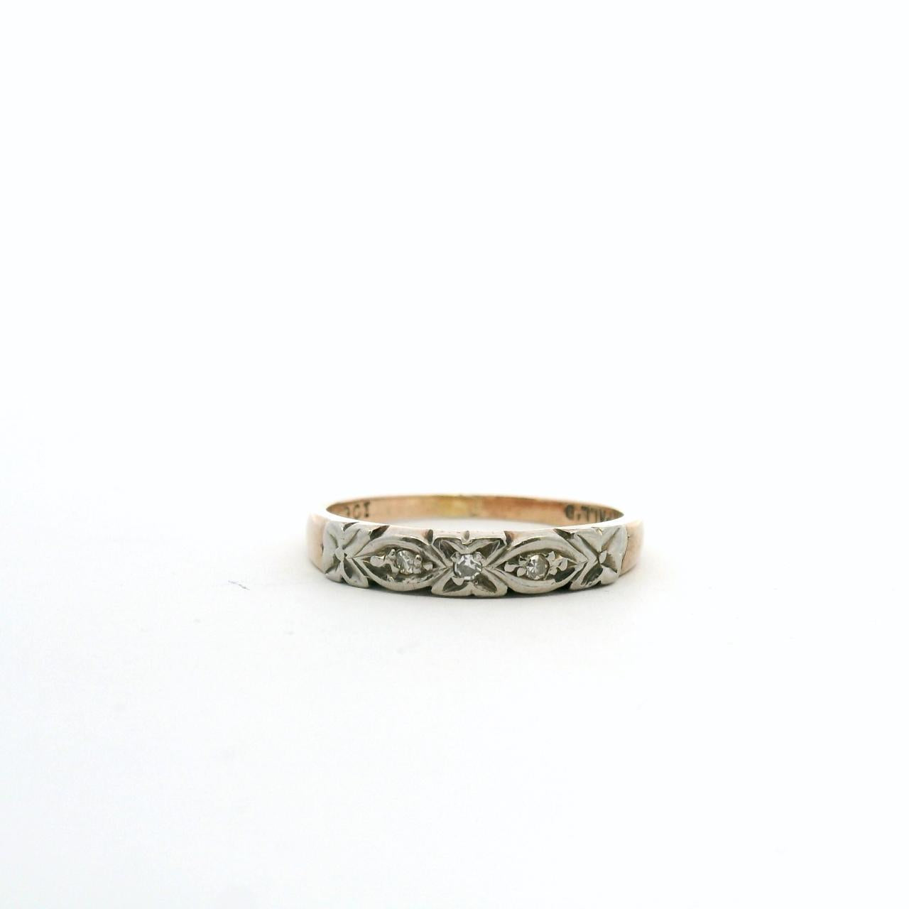 Estate 9ct Yellow & White Gold Diamond Band