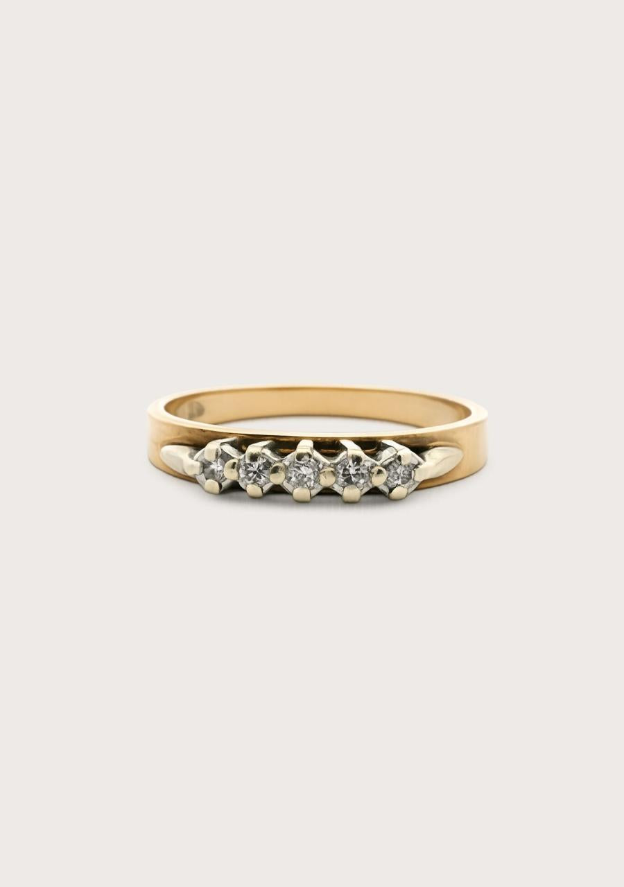 Estate 9ct Yellow Gold Diamond Five Stone Ring