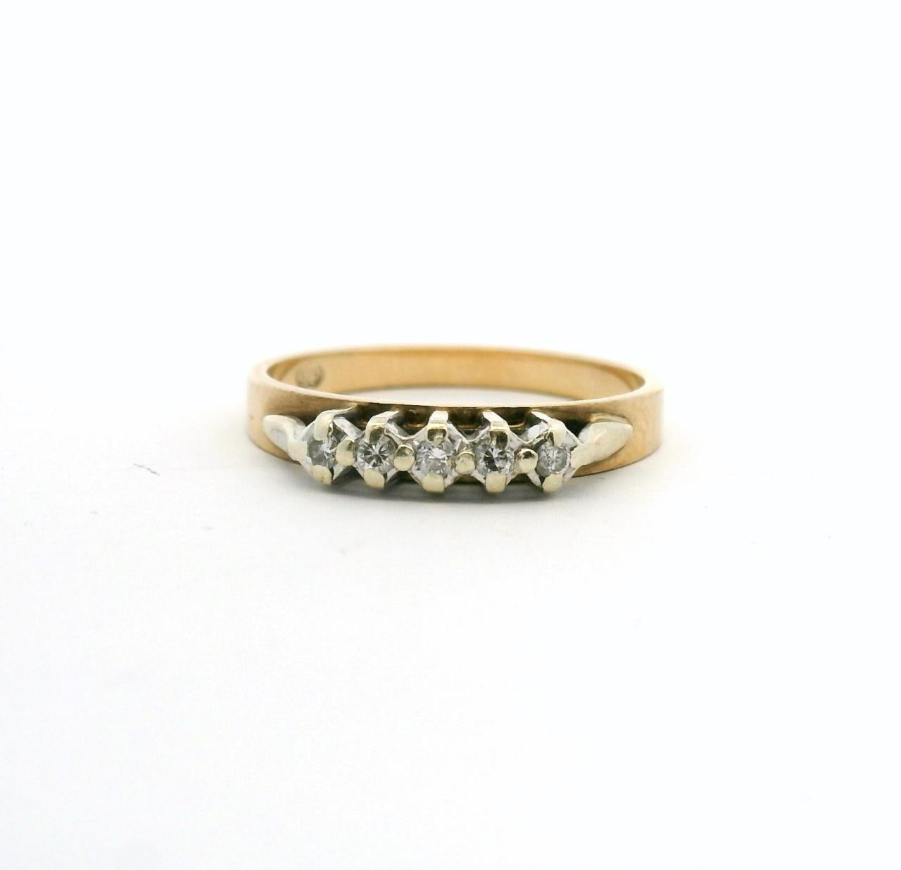 Estate 9ct Yellow Gold Diamond Five Stone Ring