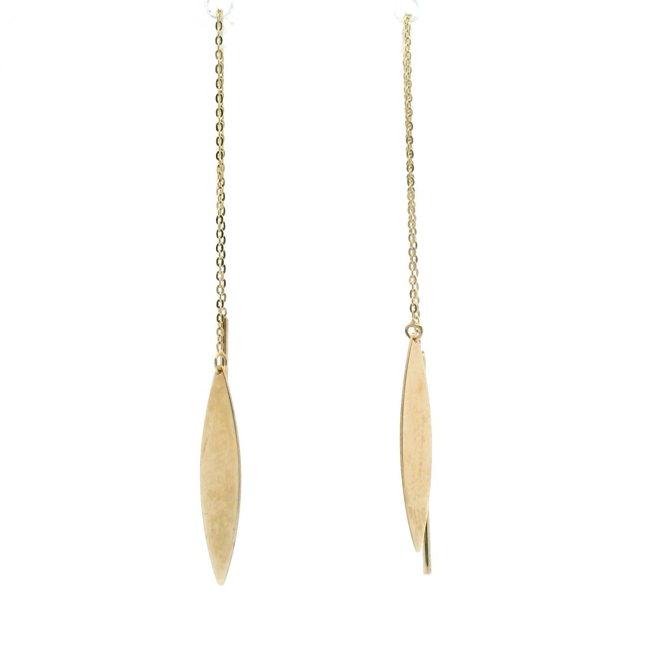 Estate 10ct Yellow Gold Leaf Style Thread Earrings