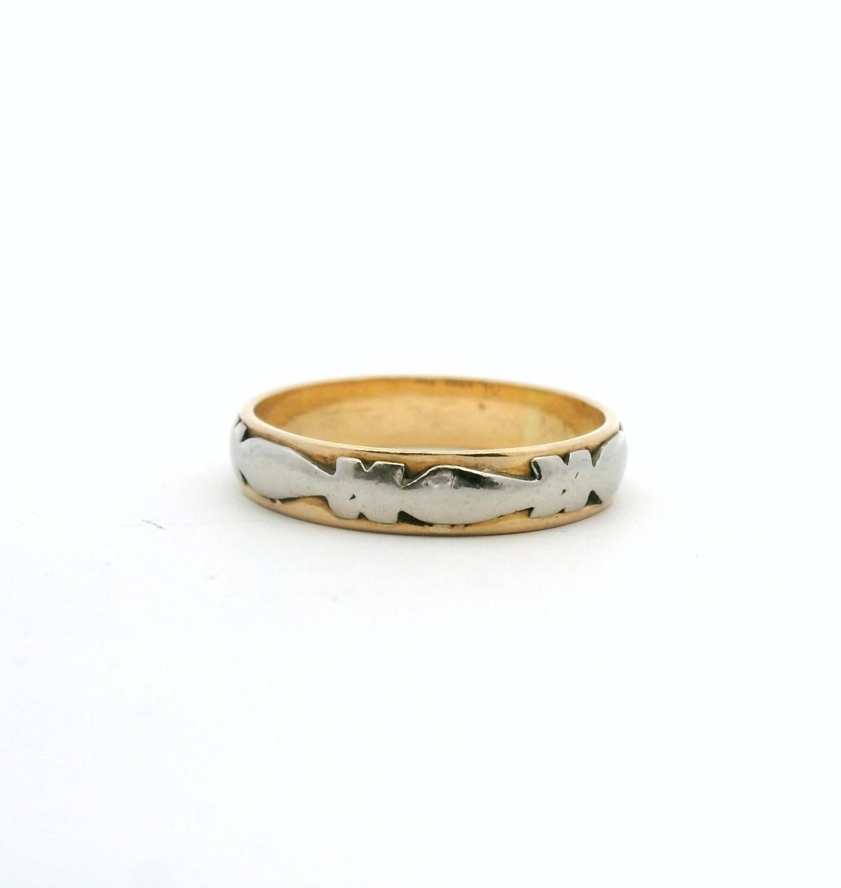 Estate 18ct Yellow Gold & Palladium Two-Tone 3.8mm Band