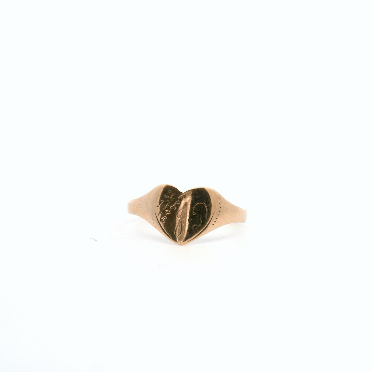 Estate 9ct Rose Gold Heart Signet Ring