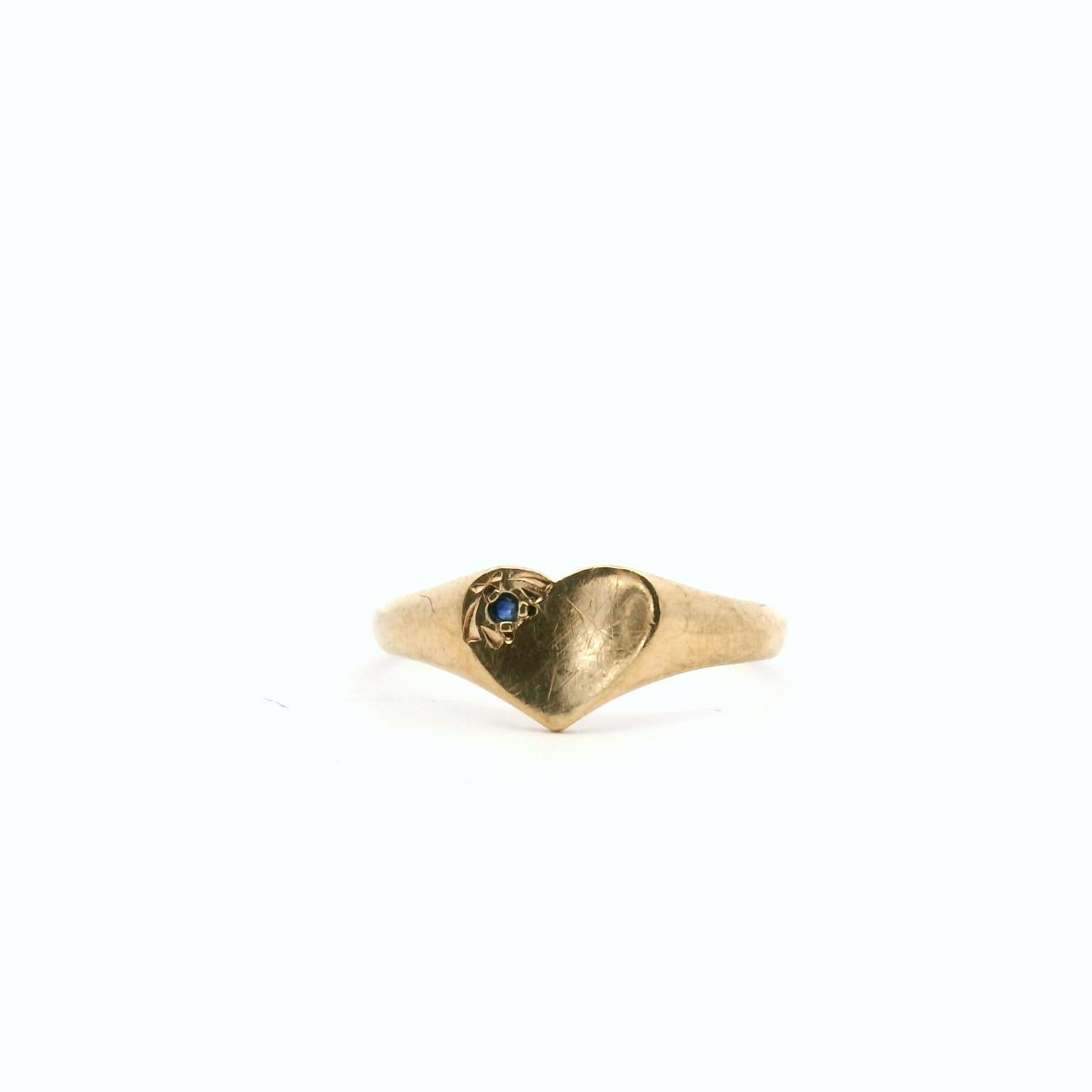 Estate 9ct Yellow Gold Sapphire Signet Ring
