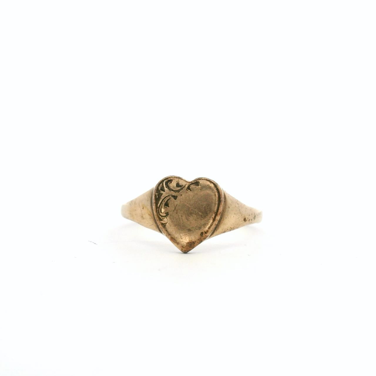 Estate 9ct Yellow Gold Heart Signet Ring
