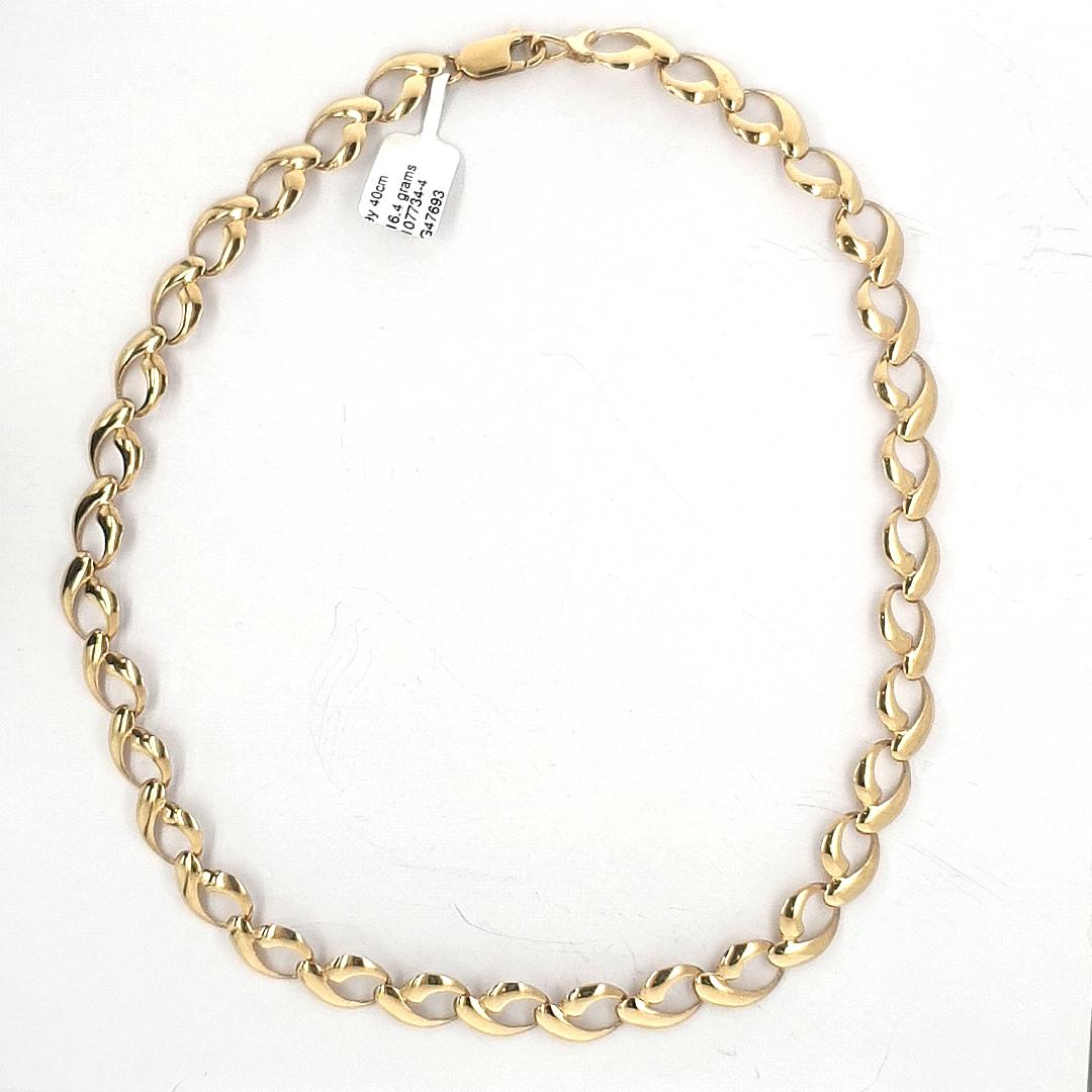 Estate 9ct Yellow Gold Fancy Link Necklace