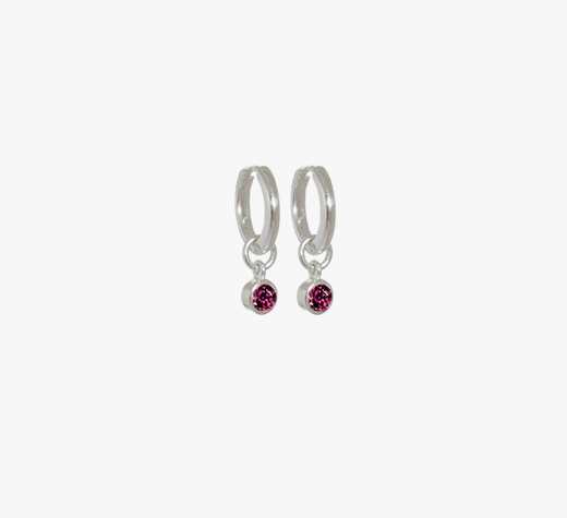 Evolve Sterling Silver July (Rhodolite) Huggie Earrings