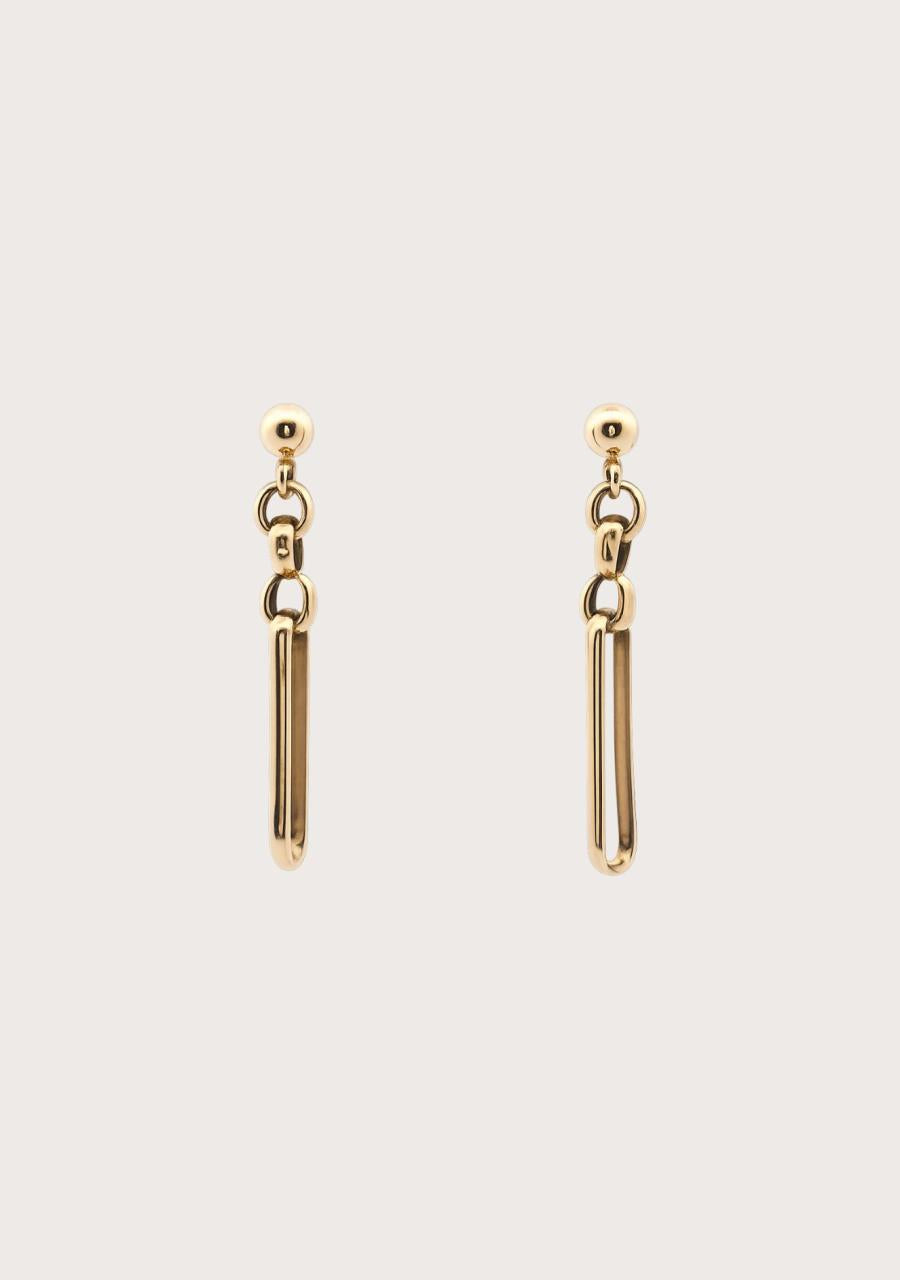 Estate 9ct Yellow Gold 3:1 Figaro Drop Stud Earrings