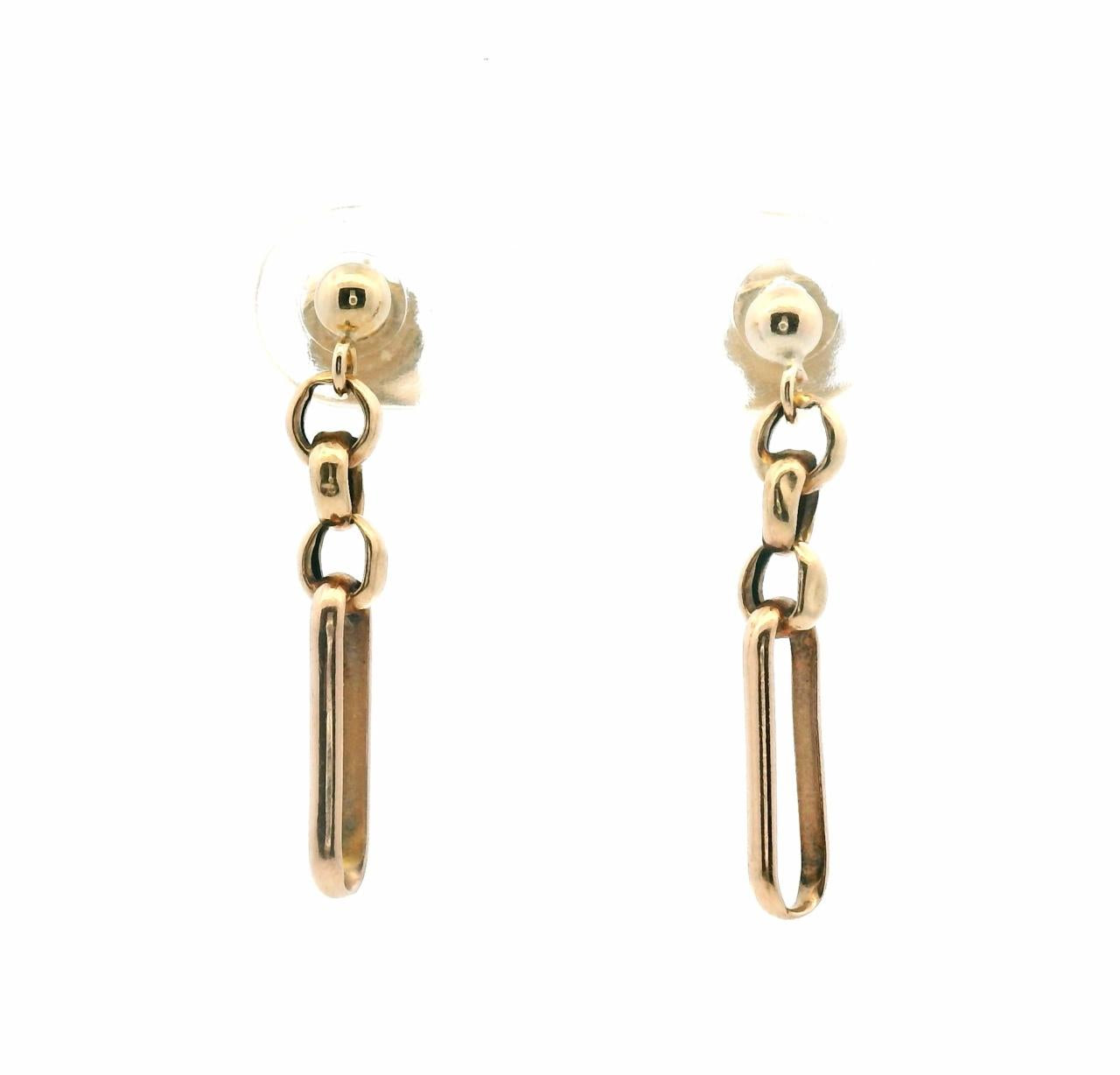 Estate 9ct Yellow Gold 3:1 Figaro Drop Stud Earrings
