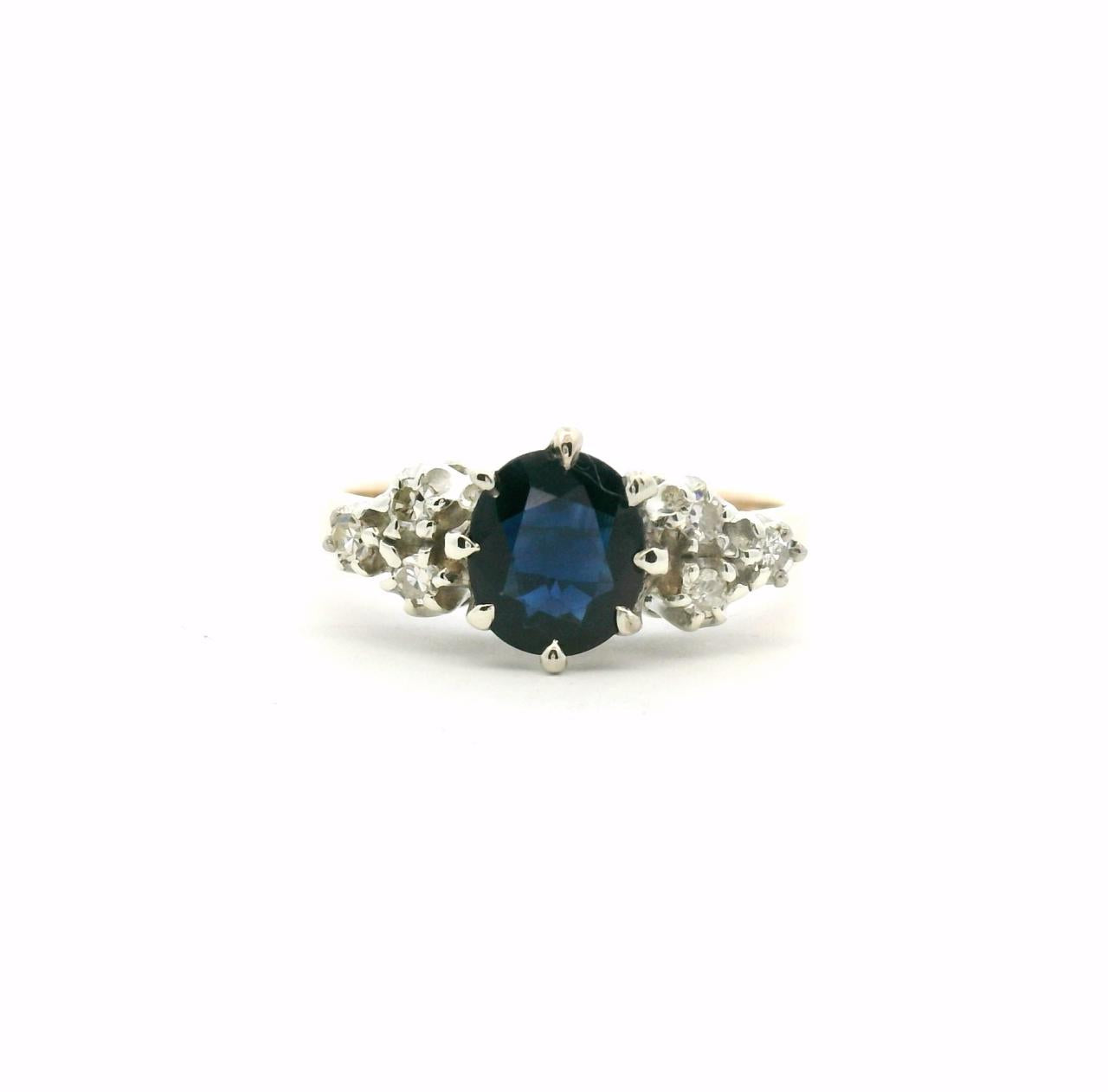 Estate 9ct Yellow Gold Sapphire & Diamond Ring