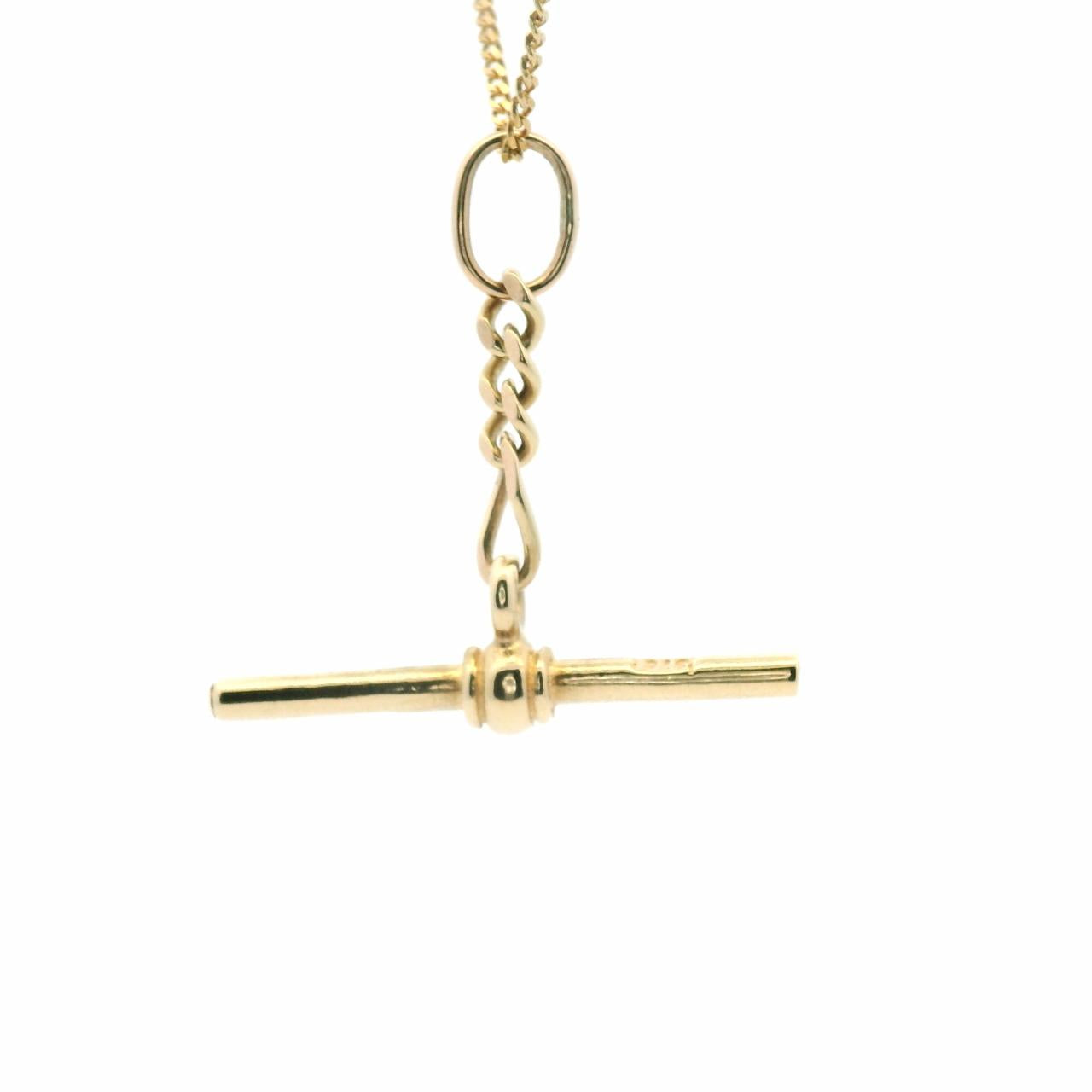 9ct Yellow Gold T-Bar Drop Pendant