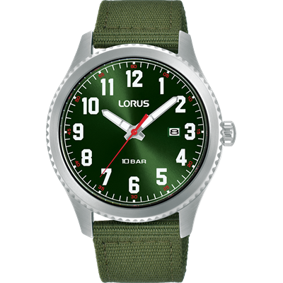 Lorus Mens Sports Watch with Green Nylon Strap