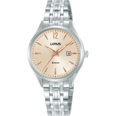 Lorus Stainless Steel Ladies Dress Watch with Pink Dial