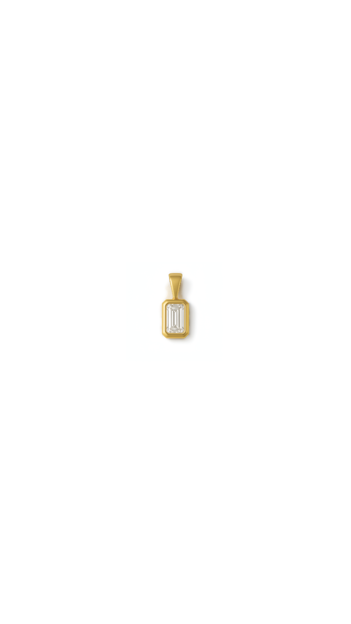 Emerald Cut Bezel Set Laboratory Grown Diamond Pendant in 9ct Yellow Gold