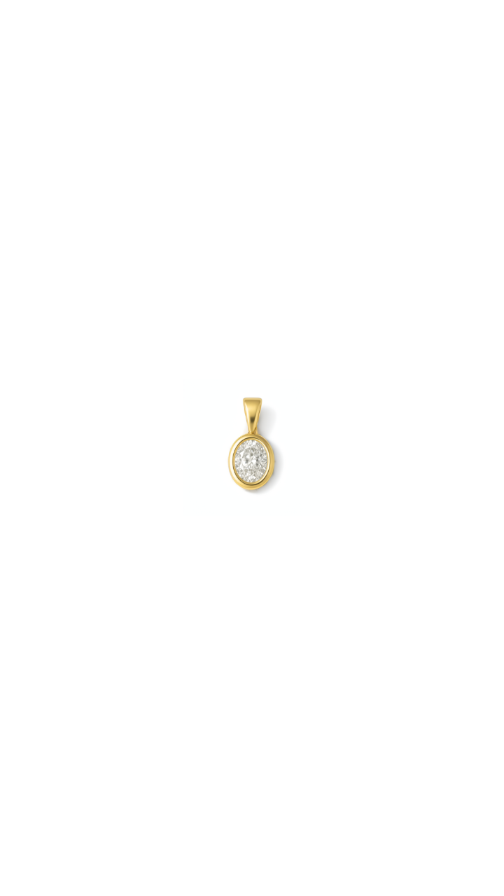 Oval Bezel Set Laboratory Grown Diamond Pendant in 9ct Yellow Gold