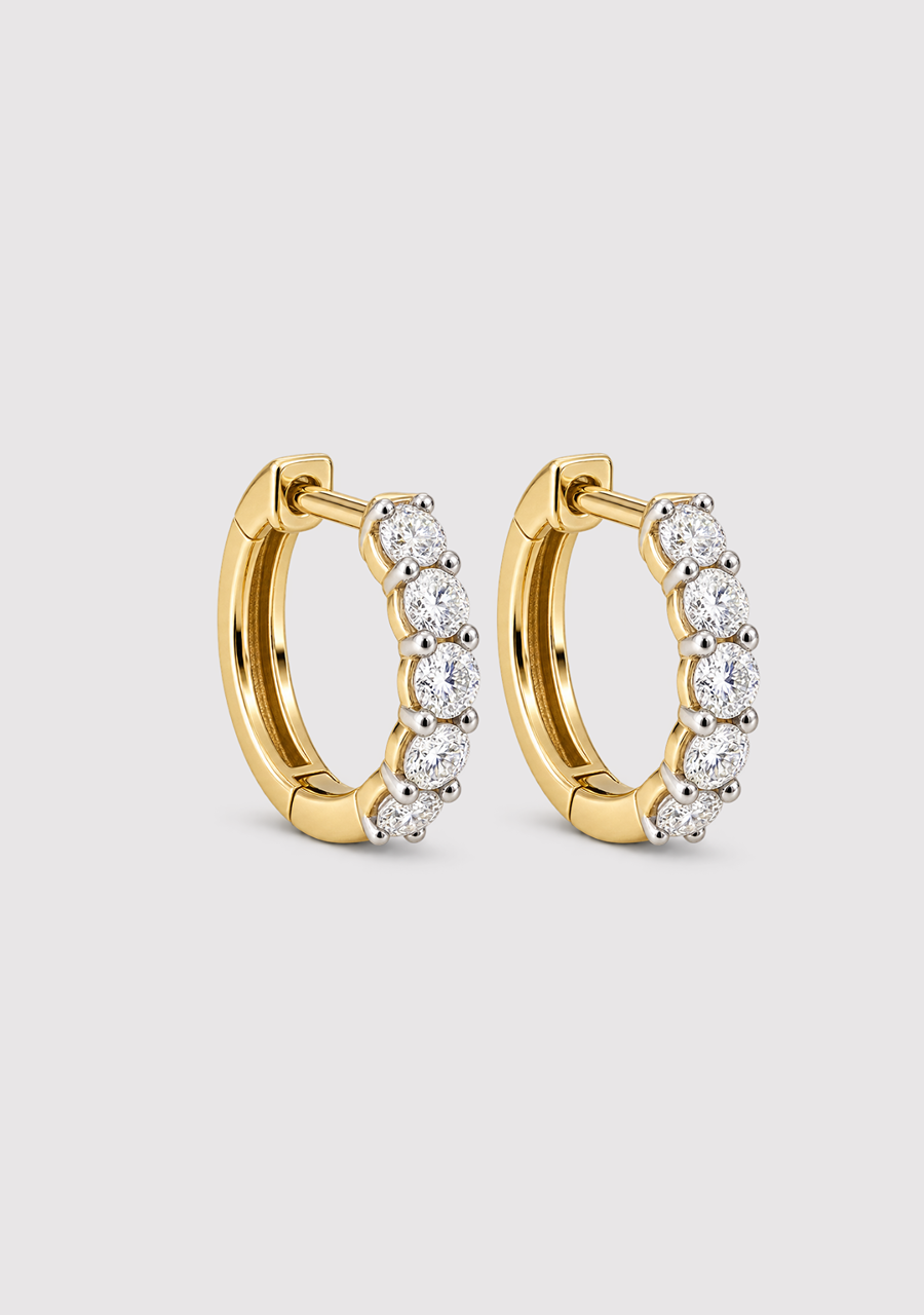 9ct Yellow Gold 1ct Round Brilliant Cut Lab Grown Diamond Hoop Earrings
