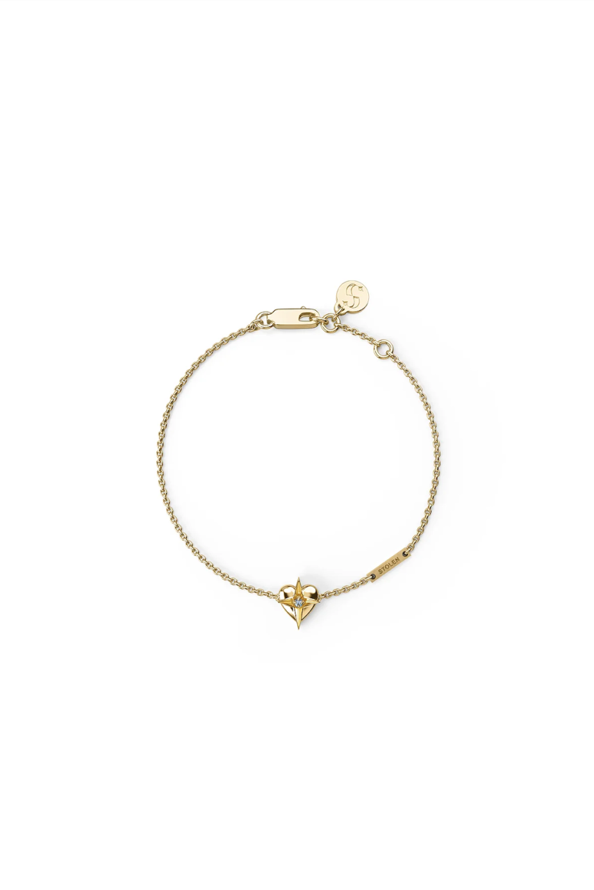 Stolen Girlfriends Club 18ct Gold Plated Celestial Heart Bracelet with Topaz