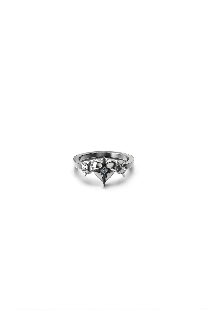 Stolen Girlfriends Club Sterling Silver Celestial Heart Ring with Topaz