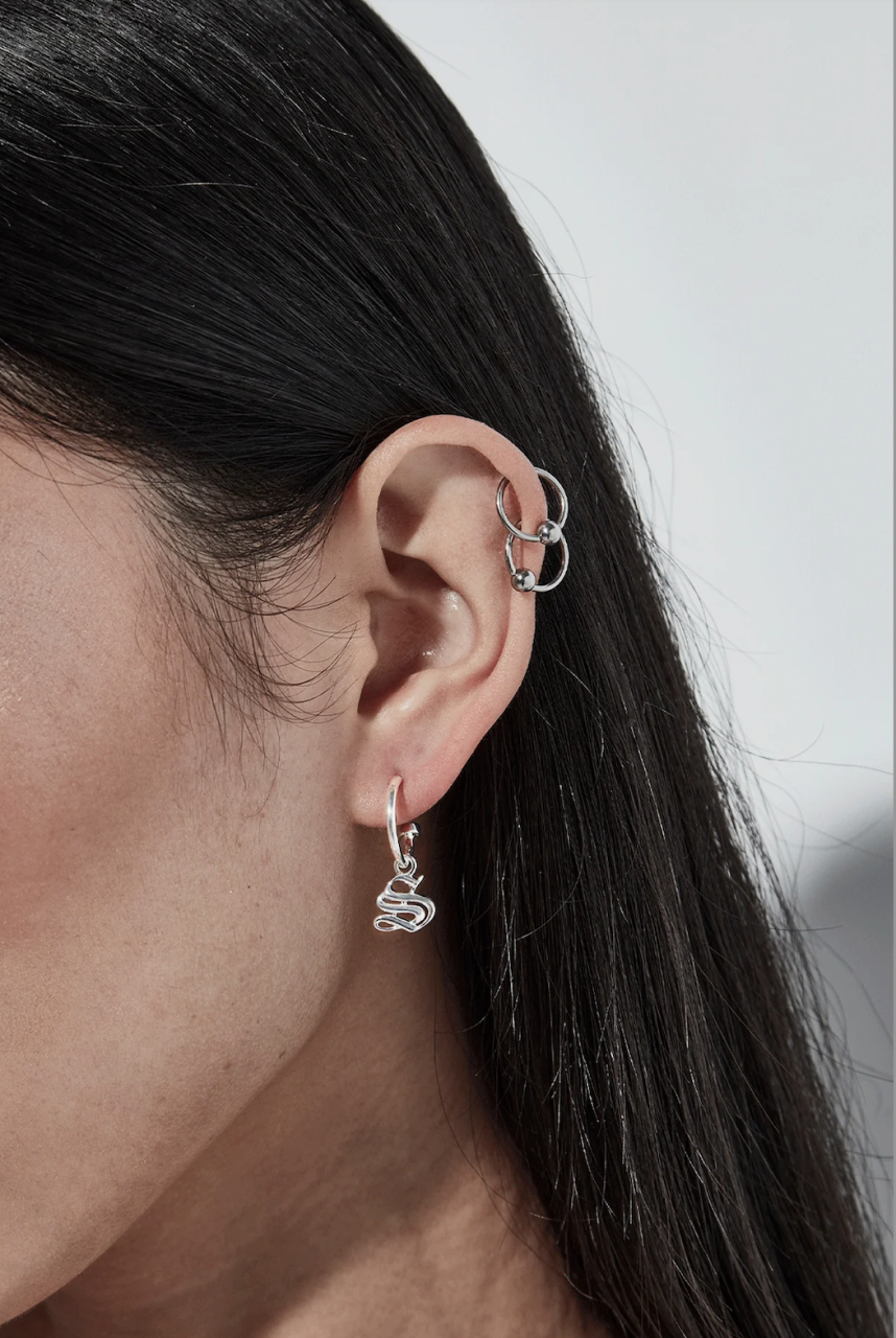 Stolen Girlfriends Club Sterling Silver Old English Anchor Sleeper Earrings