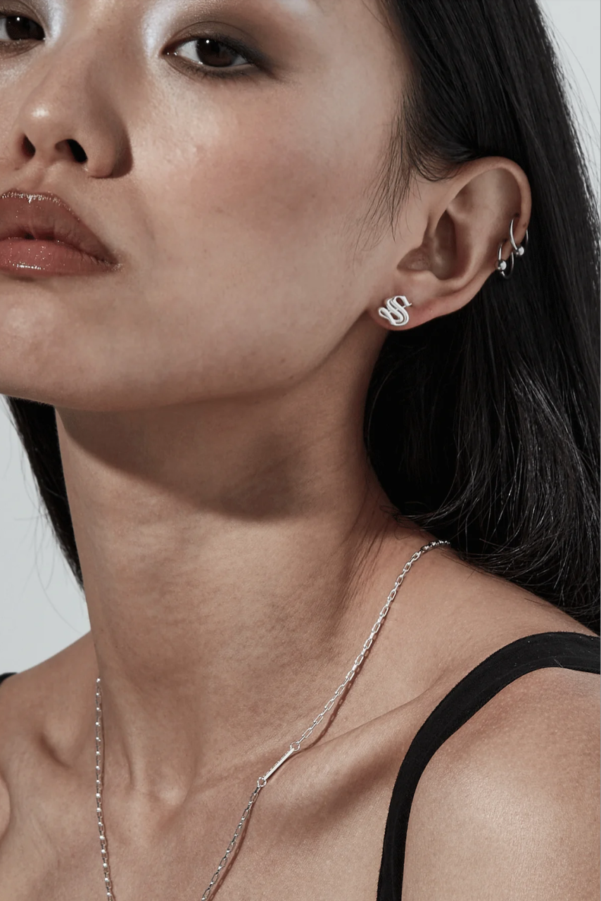 Stolen Girlfriends Club Sterling Silver Old English Stud Earrings