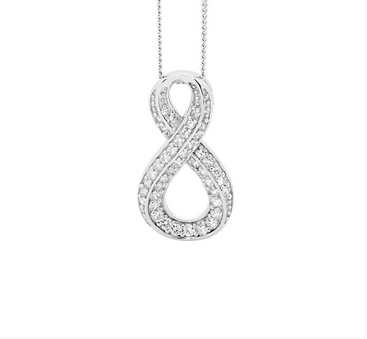Ellani Sterling Silver CZ Figure 8 Pendant
