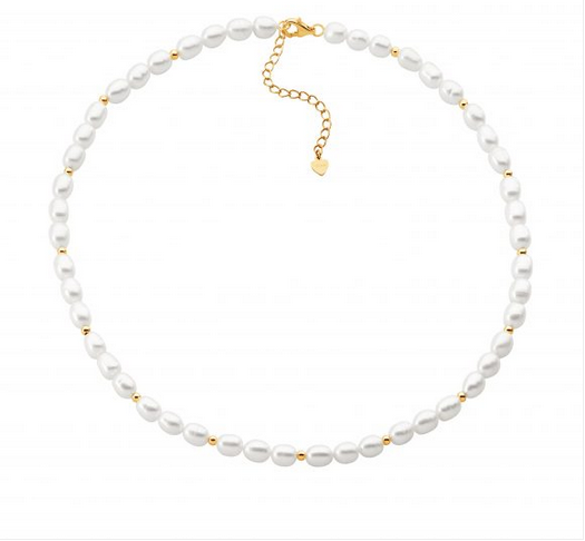 Ellani Gold Plated Bead & Freshwater Pearl Necklace