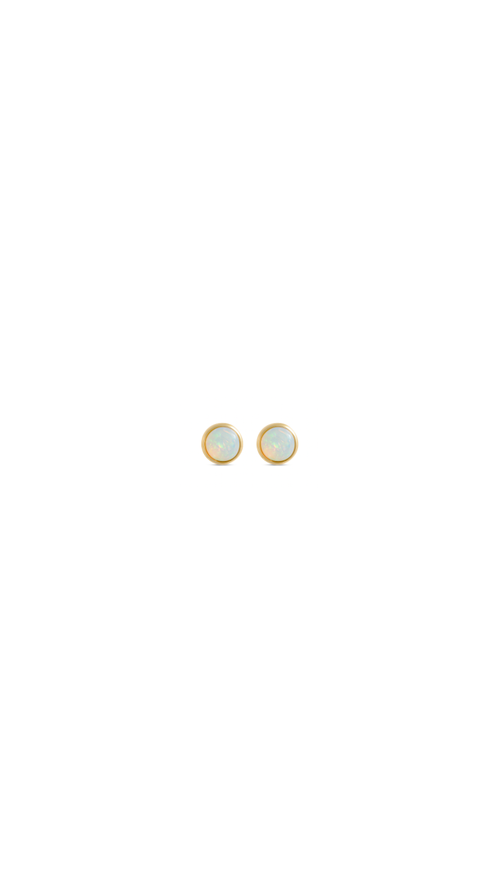 9ct Yellow Gold Bezel Set Opal Stud Earrings