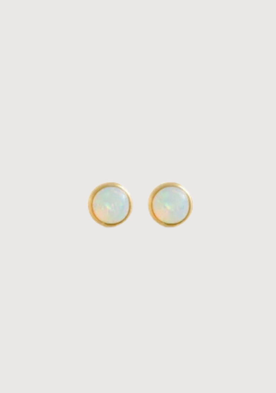 9ct Yellow Gold Bezel Set Opal Stud Earrings