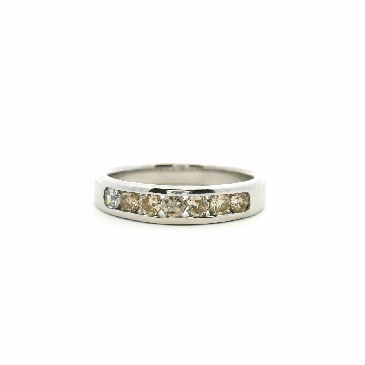 18ct White Gold Champagne Diamond Channel Set Band