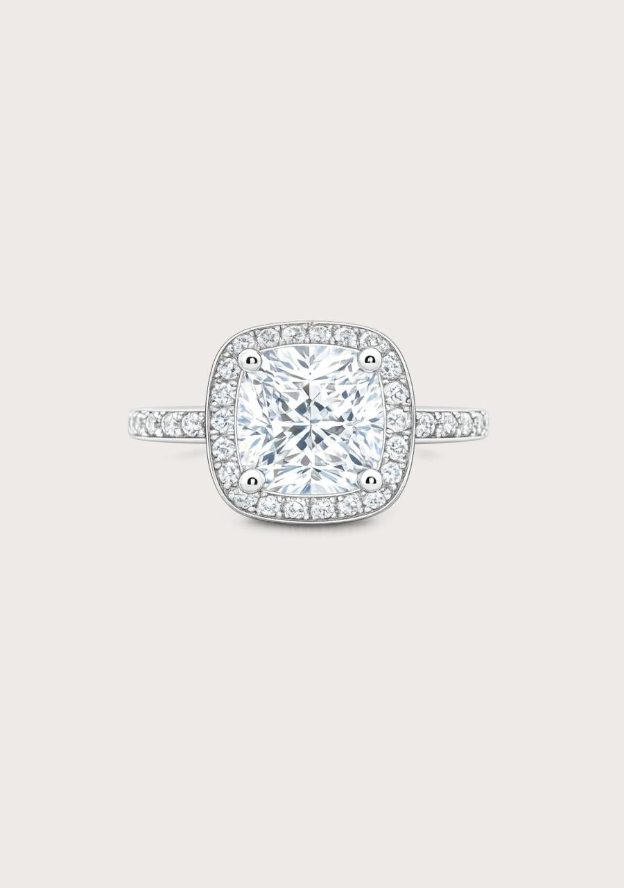 Estate 14ct White Gold Cubic Zirconia Halo Ring