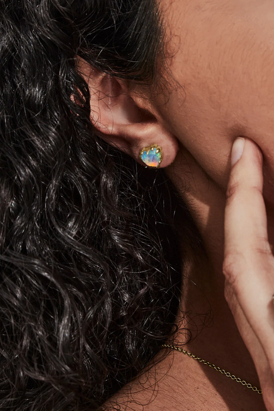 Stolen Girlfriends Club 18ct Gold Plated Opal Love Claw Earrings