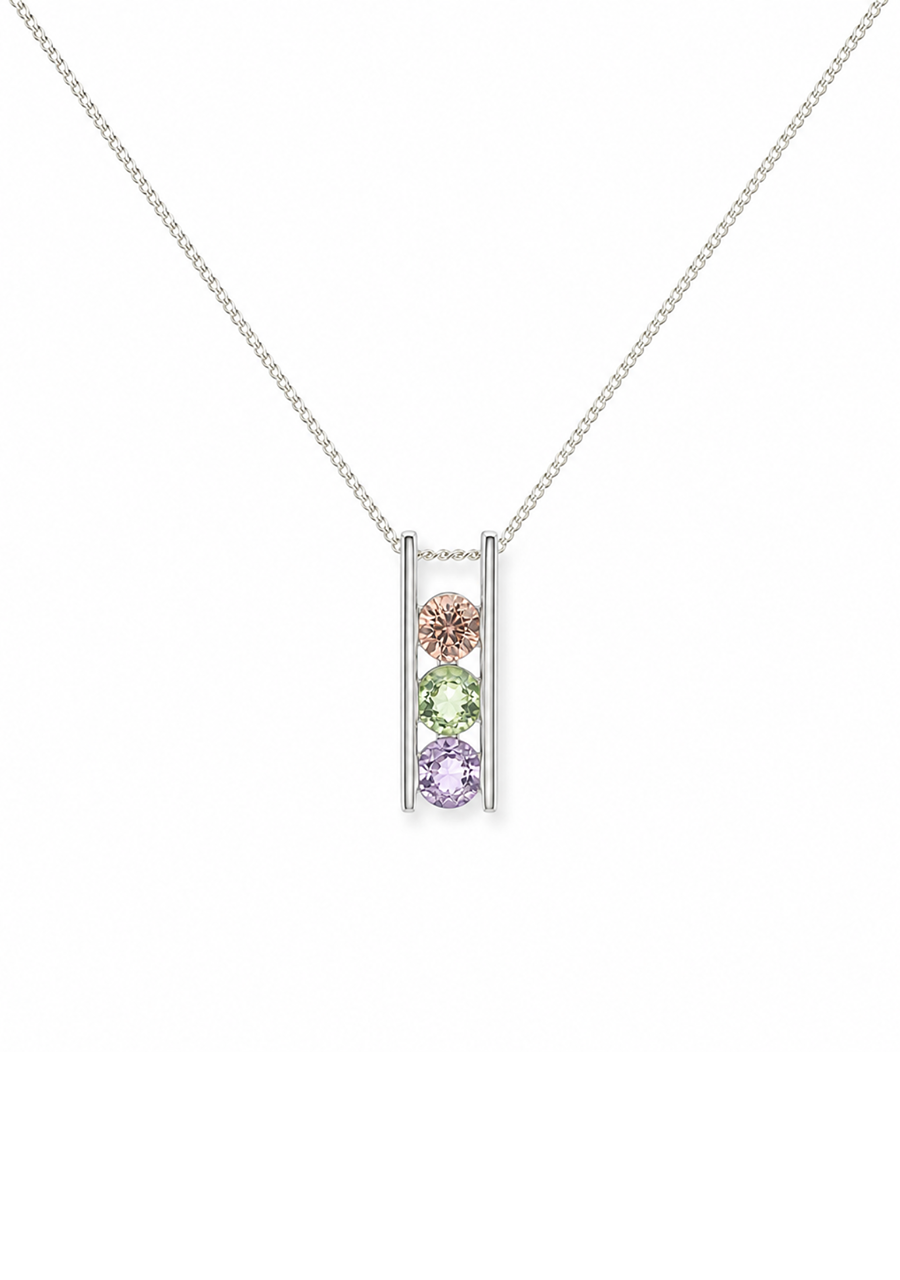 Multi Coloured Sapphire 9ct White Gold Drop Pendant