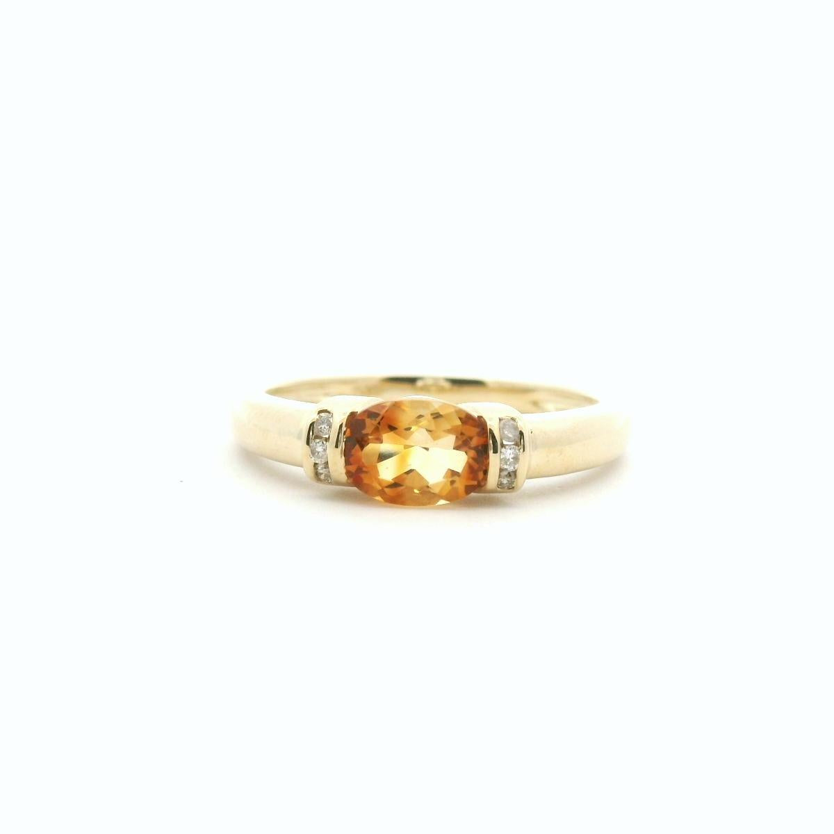 Citrine & Diamond 9ct Yellow Gold Ring