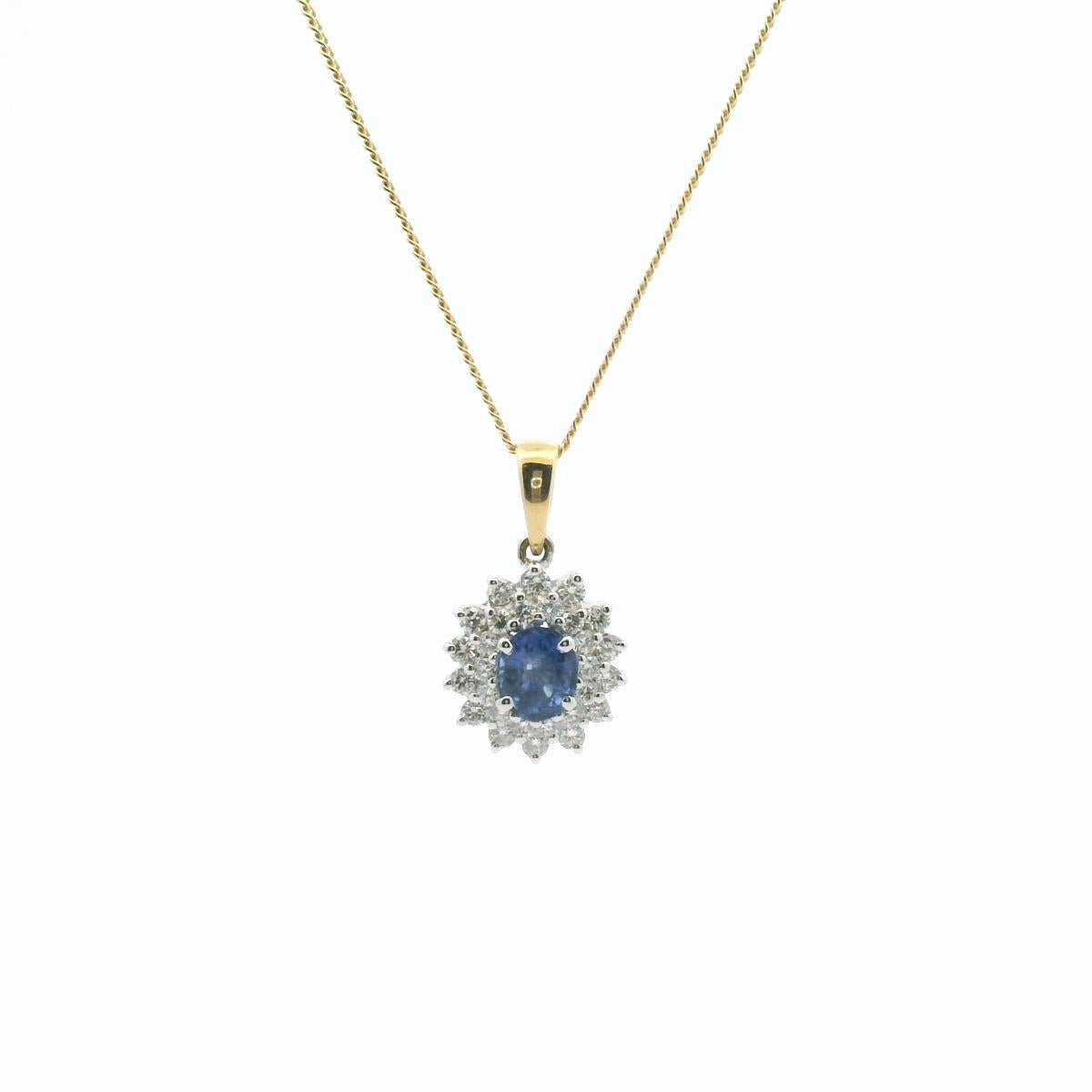 Ceylonese Sapphire & Diamond 18ct Yellow & White Gold Pendant