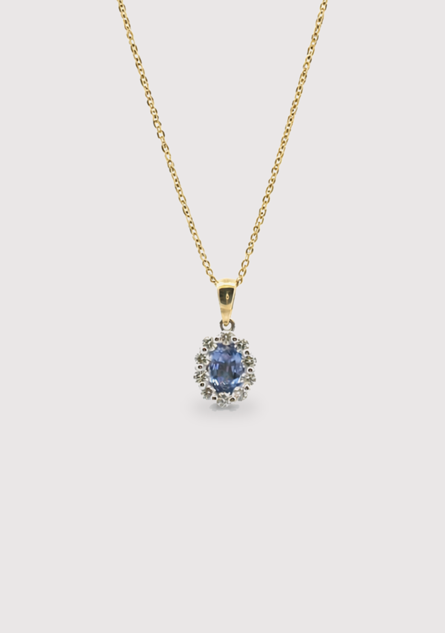 Ceylonese Sapphire & Diamond 18ct Yellow and White Pendant