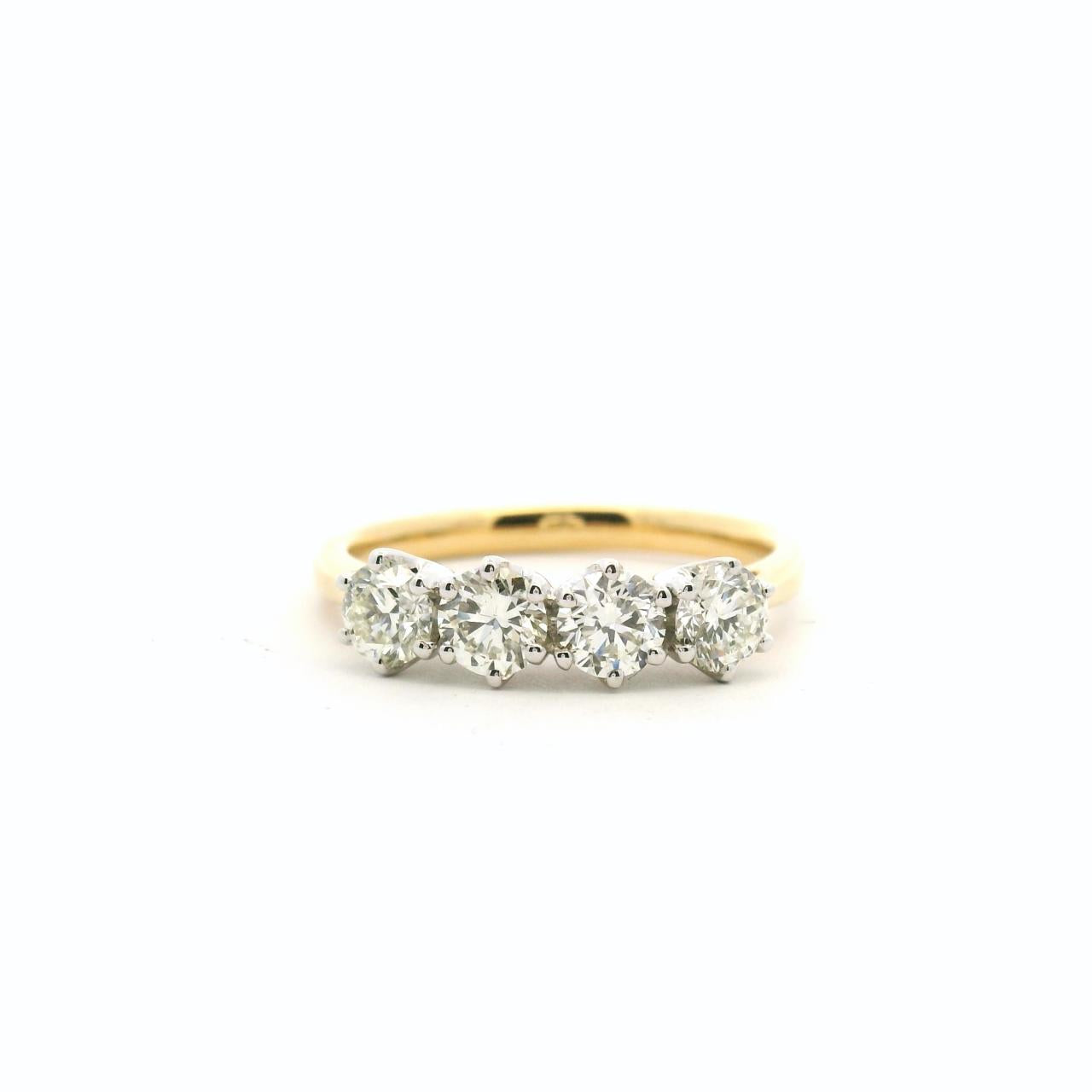 18ct Yellow & White Gold Diamond Four Stone Ring