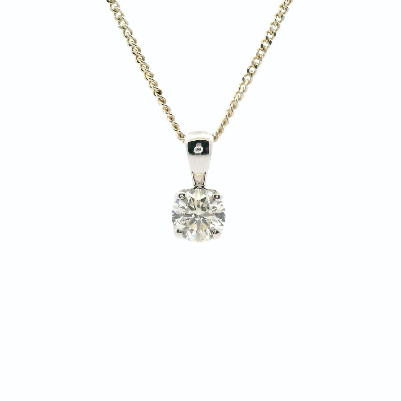 18ct White Gold Round Solitaire Diamond Pendant