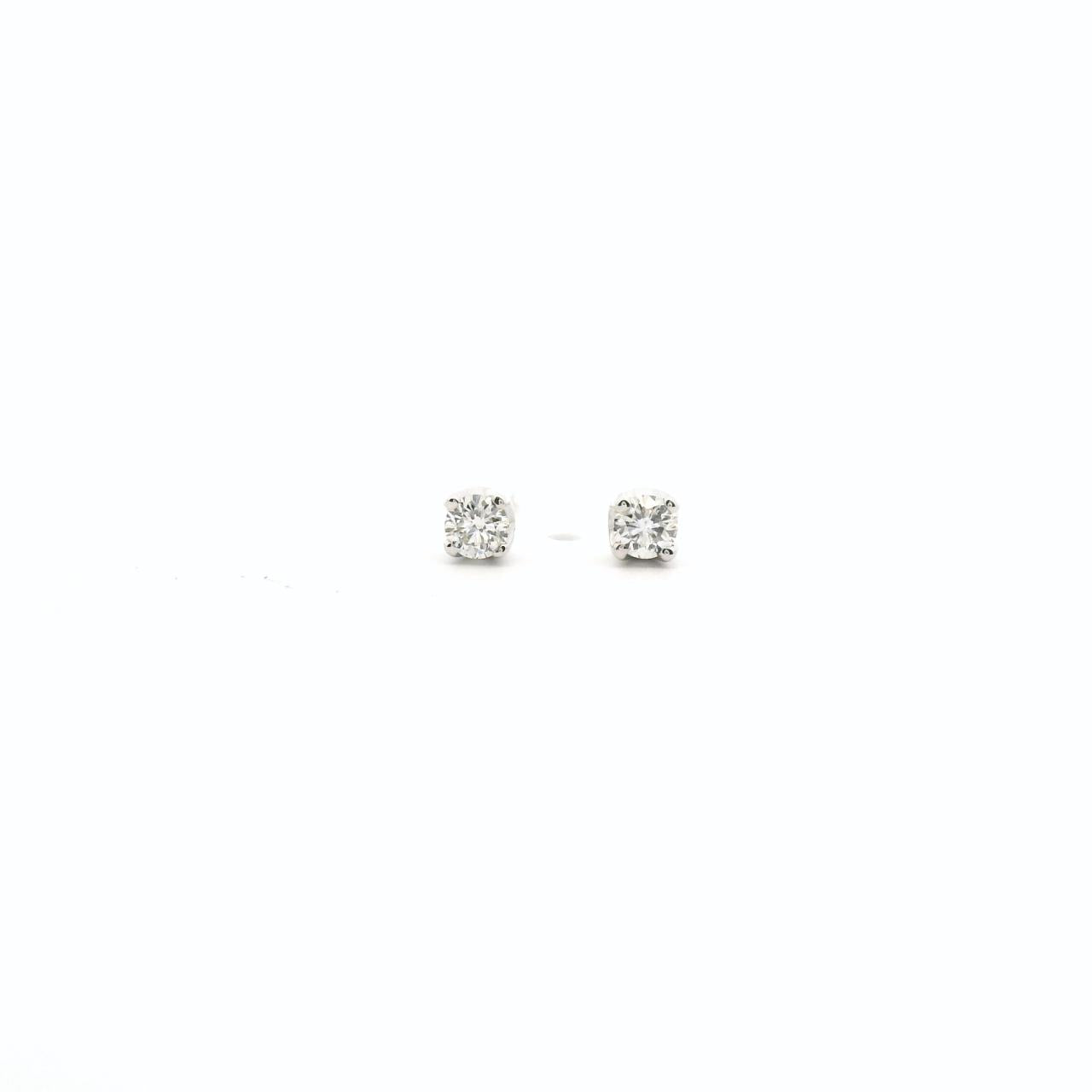 9ct White Gold Diamond Four Claw Stud Earrings