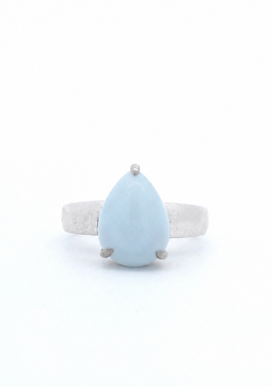 Sterling Silver Pear Shaped Blue Opal Ring
